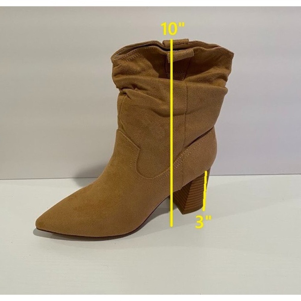 Women's Modern Western Short Cowboy Leather Boot with Pull-Up Tabs,‎ Slip On 8